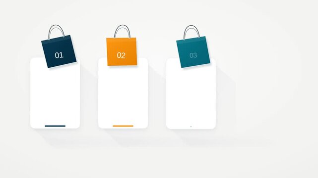 Four Shopping Choice Cards Assemble in a Product Comparison Motion Infographic