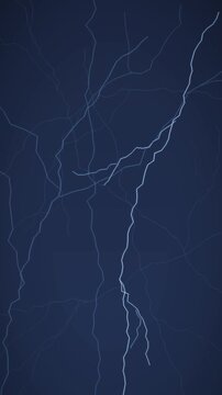 Branching Electric Lightning Bolts Flickering Across a Dark Sky Seamless Loop in deep blue tones vertical 9:16