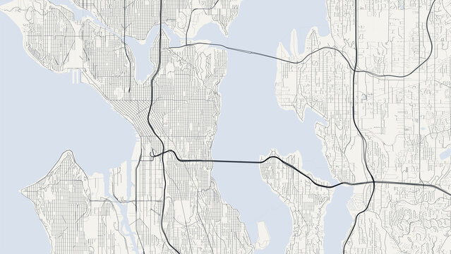 Seattle Washington City Street Map Cream Ivory Minimalist Poster