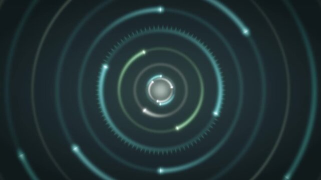 Glowing Concentric Loading Rings UI Radial Progress Spinner Seamless Loop in cool emerald tones