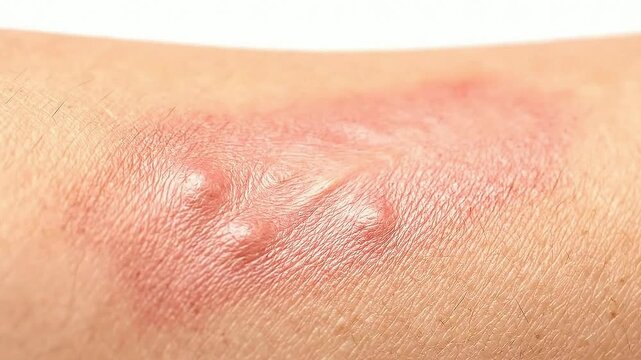 Close-Up View of Skin Irritation with Blisters on Human Arm for Medical and Skincare Visuals