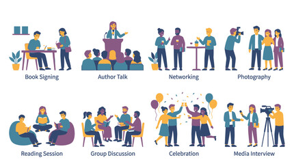 Fototapeta premium Social gatherings for book signings and group discussions