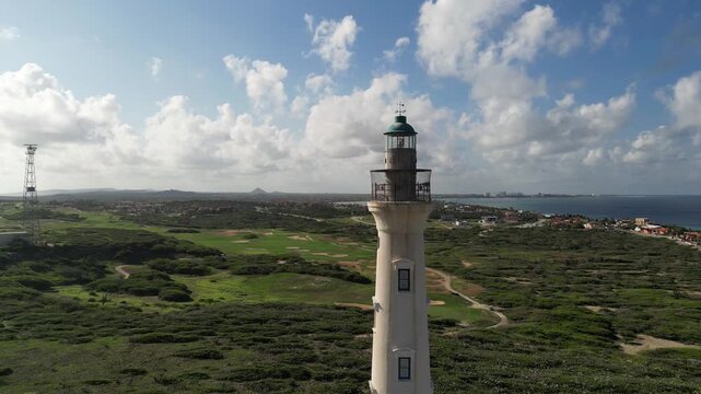 California Lighthouse Aerial View with Coastal Landscape, Aruba