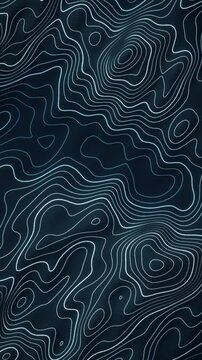 Morphing Topographic Contour Lines Glowing Elevation Map Abstract Motion Background Seamless Loop in deep navy tones vertical 9:16