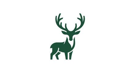 Fototapeta premium Elegant Stag Silhouette Icon on White Background, Majestic Deer Emblem, Forest Animal Symbol