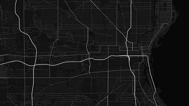 Milwaukee Wisconsin City Street Map Black and White Poster