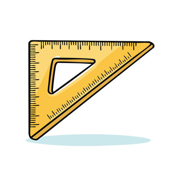 Yellow Triangle Ruler with Measurement Markings for Geometry and Drafting