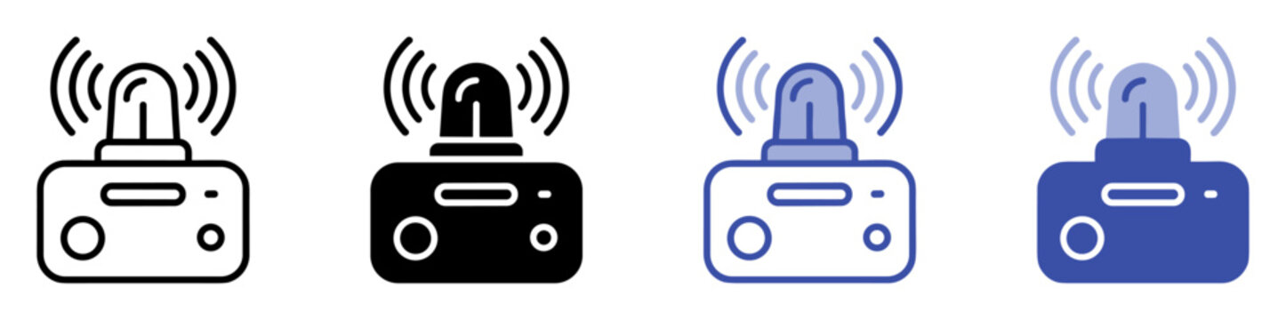 emergency alarm siren vector icon set for safety and alert system design on transparent background
