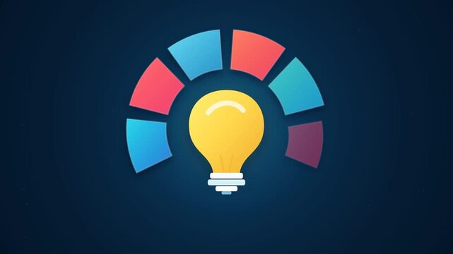 Six Step Innovation Process Infographic Builds Around a Central Light Bulb