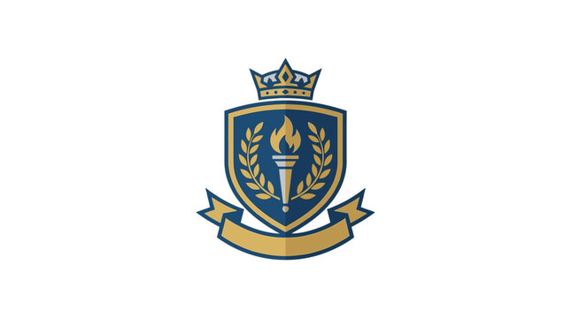 Shield with crown and laurel wreath.