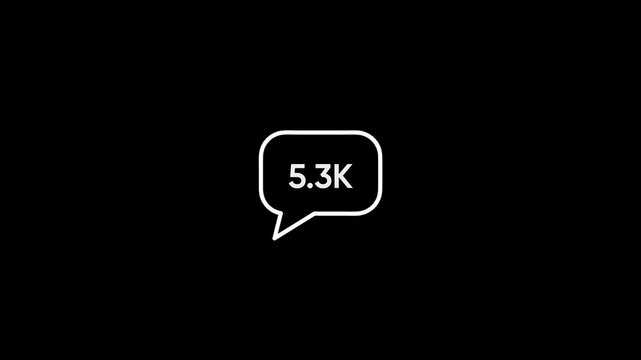 Social media notification counter animation with rapidly increasing follower or like count