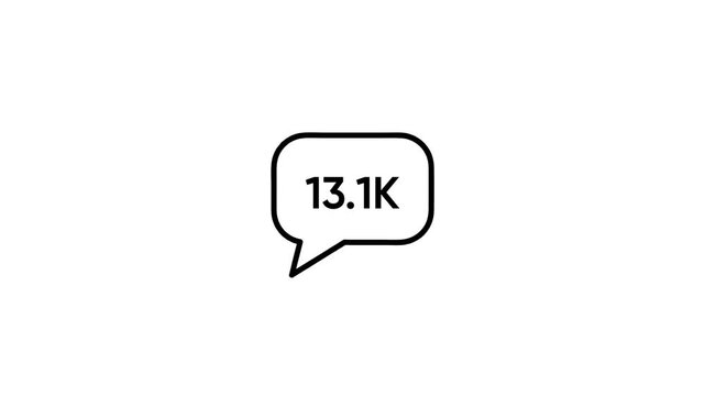 Animated social media follower counter notification pop-up with increasing numbers on white background