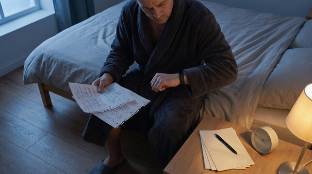 Sleep Tracking Ritual With Handwritten Notes and Bedside Wearable
