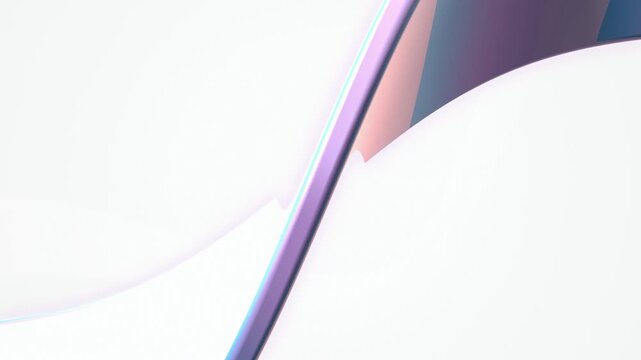 A fluid ribbon-like form undulates across the frame in shades of purple and blue