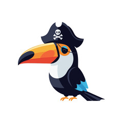 Obraz premium Pirate Toucan Bird Cartoon Character.