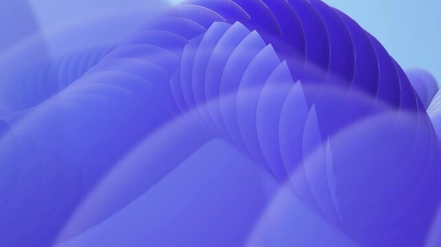 Layered semi-transparent periwinkle shapes ripple and wave in fluid motion