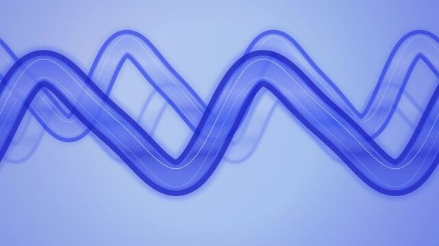Multiple parallel blue wavy lines are moving horizontally across the frame