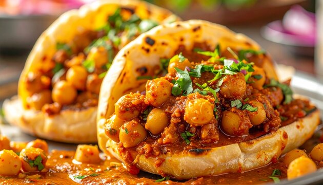Trinidad Doubles Street Food Close Up Shot