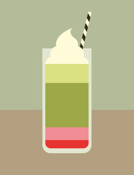 Iced Strawberry Matcha Latte with Whipped Cream Topping