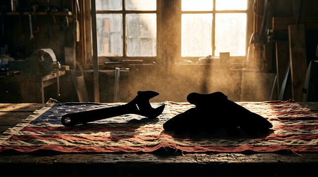 Two people relaxing on a bed with scattered autumn leaves and sunlight streaming through a window
