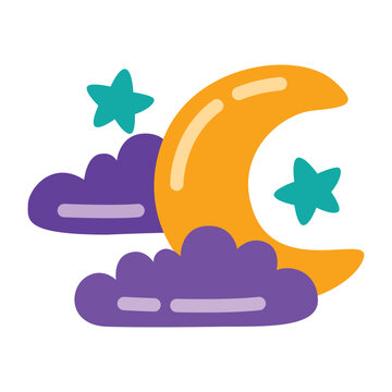 Crescent Moon Halloween icon design