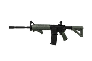 Modern assault rifle on white background