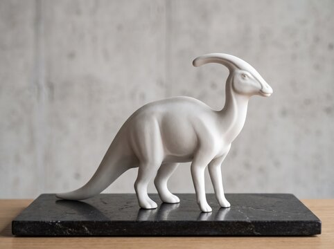 Modern matte white ceramic Parasaurolophus sculpture decoration