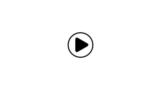 Play and pause button interface animation with cursor interaction for digital media ui