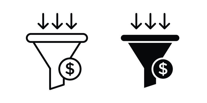 Sales funnel icon line logo set. EPS10