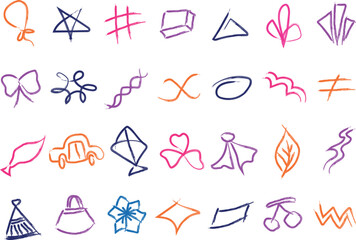 Colorful Hand Drawn Doodle Shapes Collection for Creative Design Projects and Abstract Graphic Resource Elements © NajninNahar
