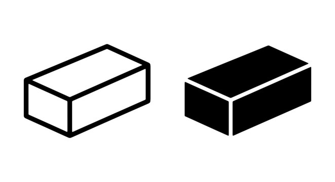 Brick Icon Set, Building Material Vector Graphics, Construction Element Symbols, Simple Outline and Solid Fill