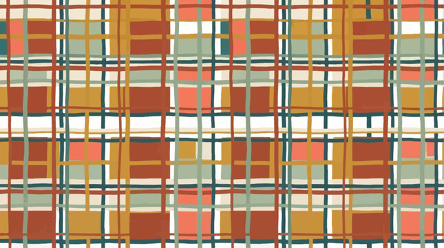 Vibrant abstract geometric seamless pattern featuring colorful checkered rectangles and linear stripes in a modern repeat tile design for creative digital backgrounds and textile textures.