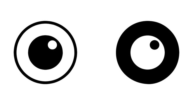Two Simple Eye Icons, Black and White, Minimalist Design, Graphic Elements for Vision and Observation