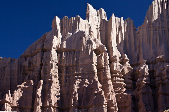Close up of unique eroded siltstone rock formations in Cathedral Gorge Nevada
