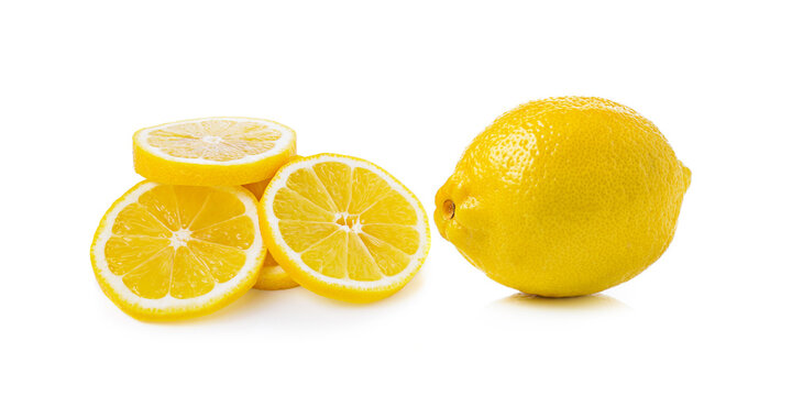 lemon lima isolated on white background. whole and half lemon fruit. lemon lime fresh juice (Citrus Sinensis) . 