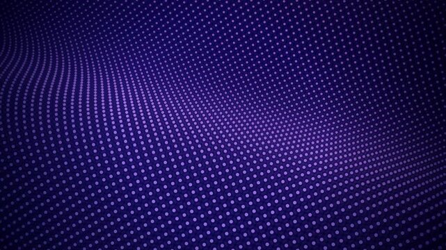 Blue and purple particle grid undulating in a gentle wave motion