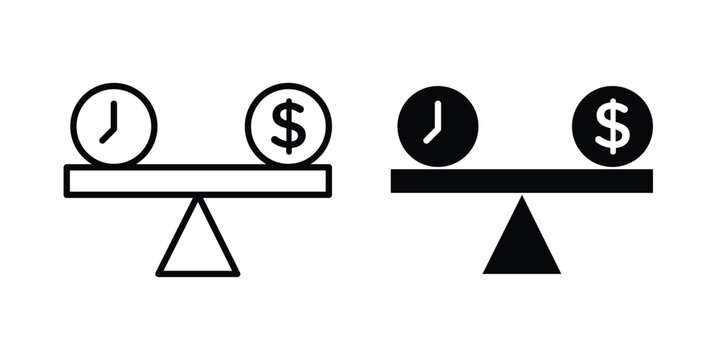 Time and money scale icon vector logo collection