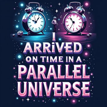 Surreal Cosmic Scene with Parallel Clocks and Astronaut Character in Space