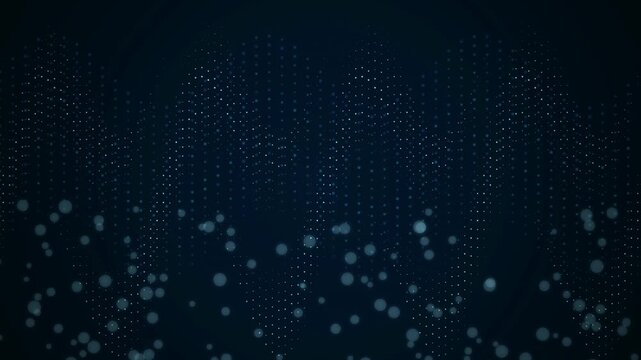 Glowing blue DNA double helix structure waving in digital space