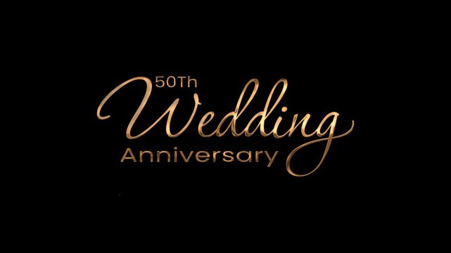 50th wedding anniversary footage lettering with gold color, handwritten style and simple fade. best for decoration, greeting, message with romantic theme