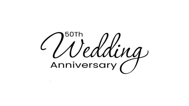 happy 50th wedding anniversary with black text color on white background combine elegant ang luxury concept. best for decoration or sign greeting, card, message