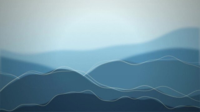 Minimalist mountain ridges with glowing vector lines moving slowly