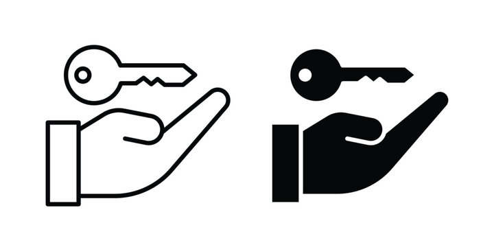 Key handover icon outline art collection