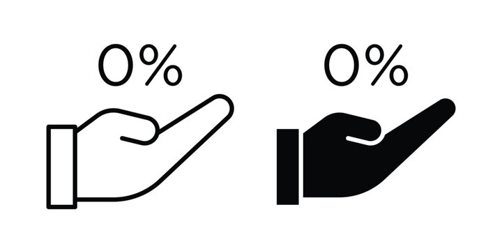Zero percent icon outline art collection