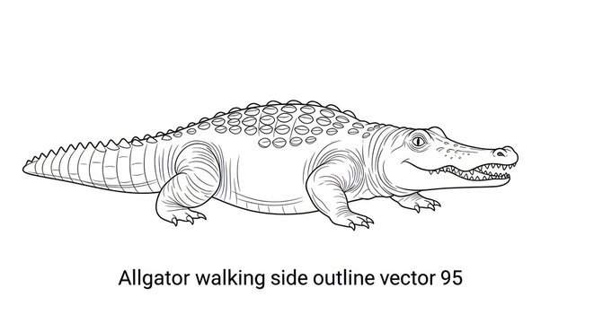 Black and White Alligator Vector Illustration.