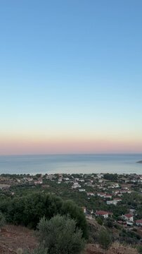 "Palamutb&uuml;k&uuml; Dat&ccedil;a, turquoise glass-like sea, elegant sailboat drifting across calm water, stunning Mediterranean landscape, bright summer sunlight