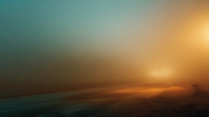 Obraz premium Warm Amber Glow Through Thick Night Fog with Atmospheric Haze