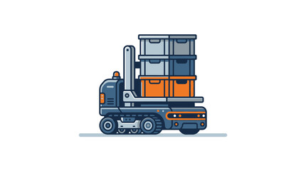 Naklejka premium Automated guided vehicle transporting stacked plastic containers.