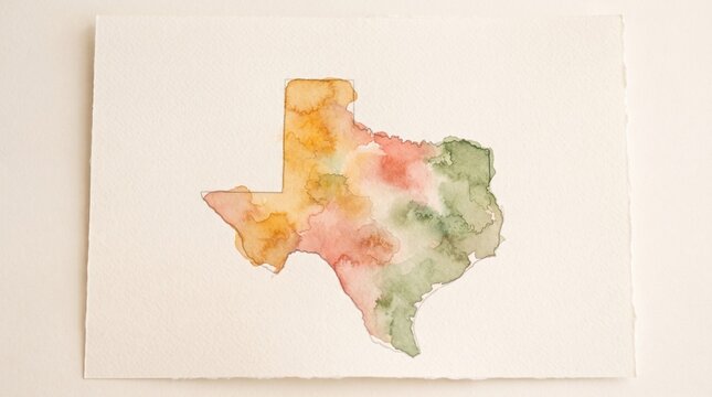 Atlas Style Map of Texas with Neighboring States