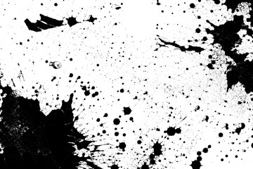 Obraz premium Black ink splatters and spots on a transparent background